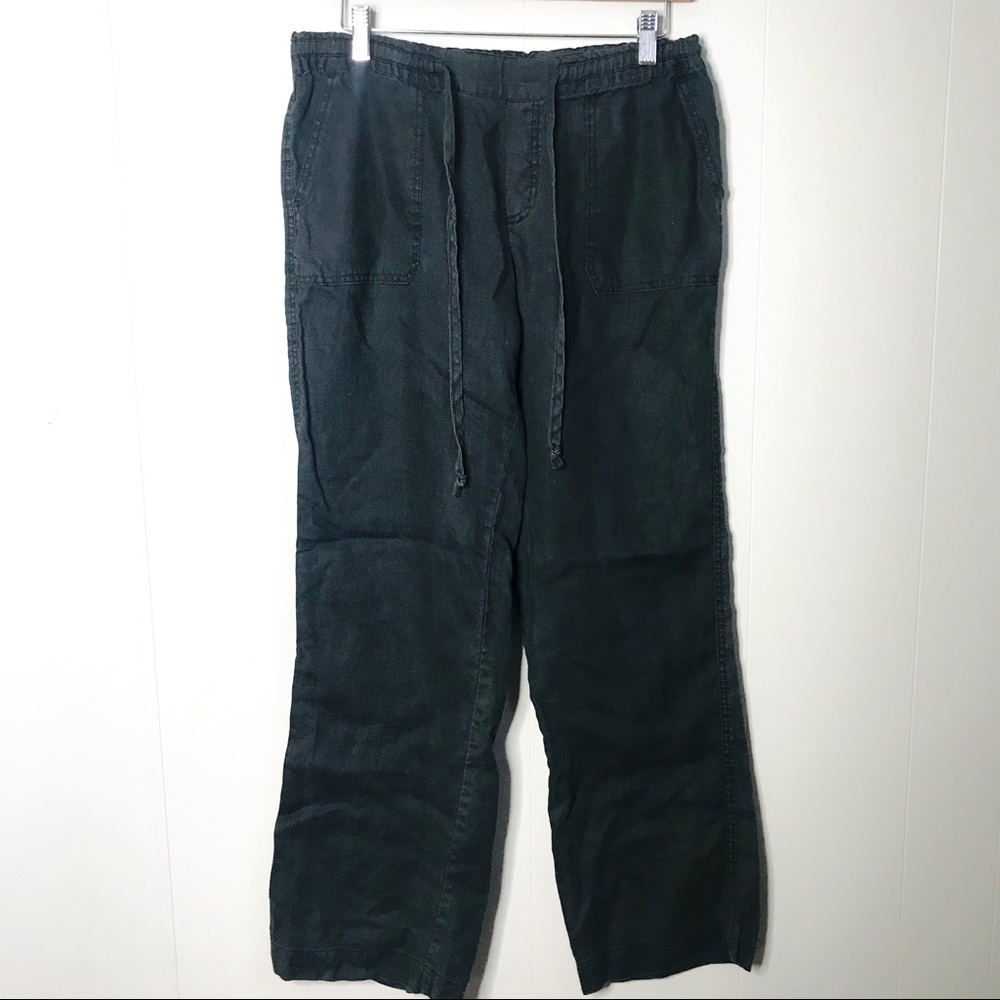 Allen Allen Black Wide Leg Linen Pants